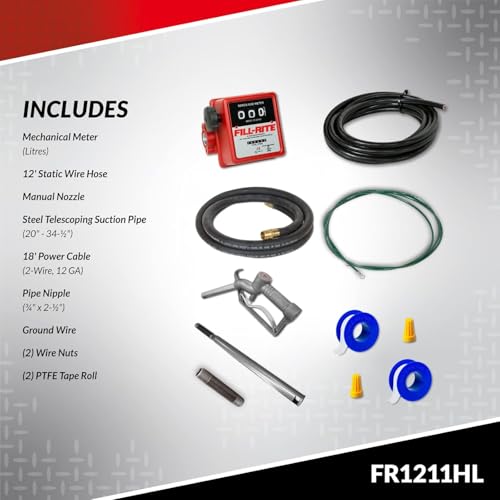 FILL RITE Fill-Rite FR1211H 12V 15 GPM Fuel Transfer Pump with Standard Mechanical Meter Package, Gallons | Gasoline, Diesel, Kerosene, Ethanol & Methanol Blends & Biodiesel - Image 3