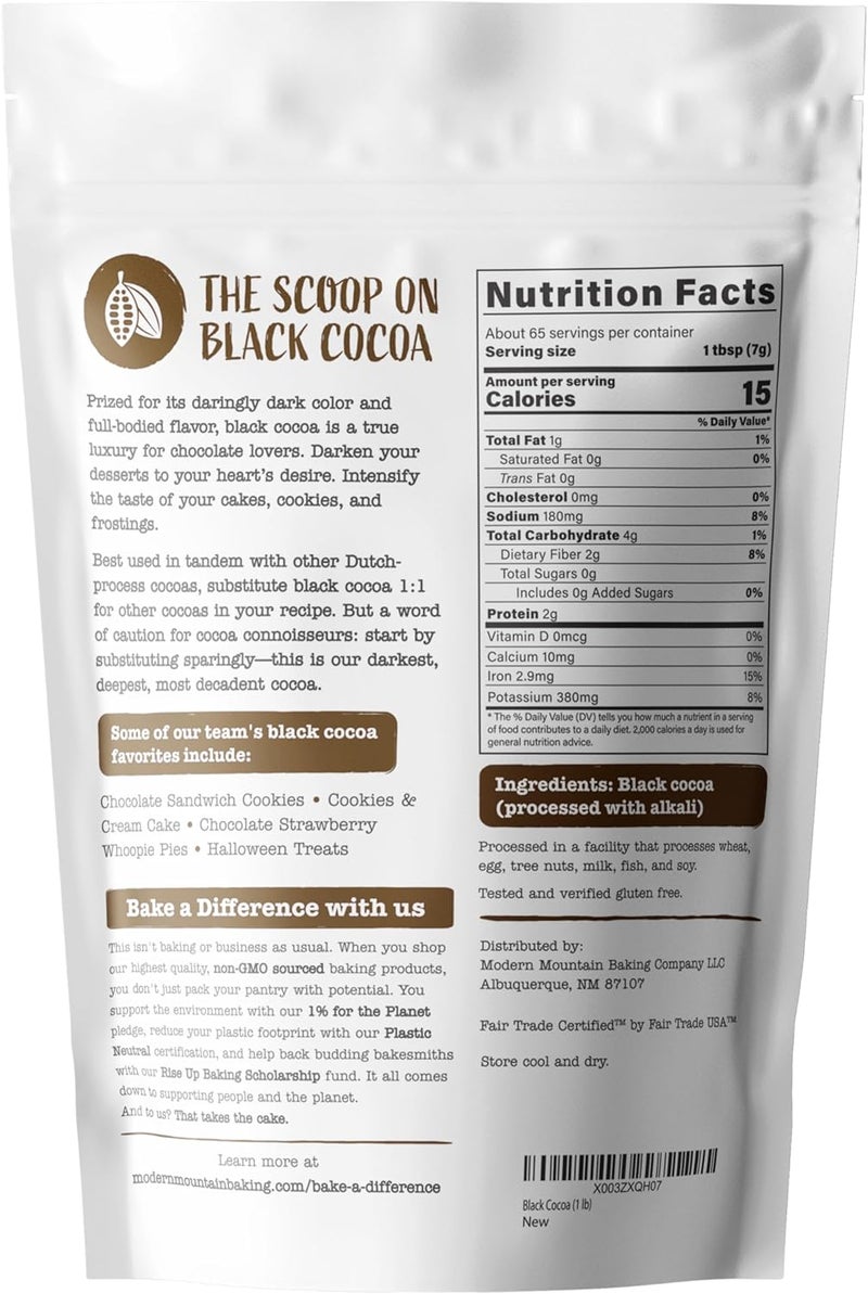 Modern Mountain Black Cocoa Powder - Unsweetened Dutch-Processed Cocoa for Rich Chocolate Flavor - 1 lb - Image 2