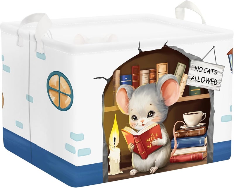 Clastyle Mouse Reading Book Shelf Basket for Classroom Collapsible Toy Gift Kid Storage Basket Baby Clothes Organizer Nursery Bin - Image 1