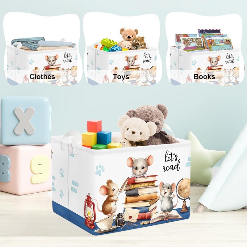 Clastyle Mouse Reading Book Shelf Basket for Classroom Collapsible Toy Gift Kid Storage Basket Baby Clothes Organizer Nursery Bin - Image 5