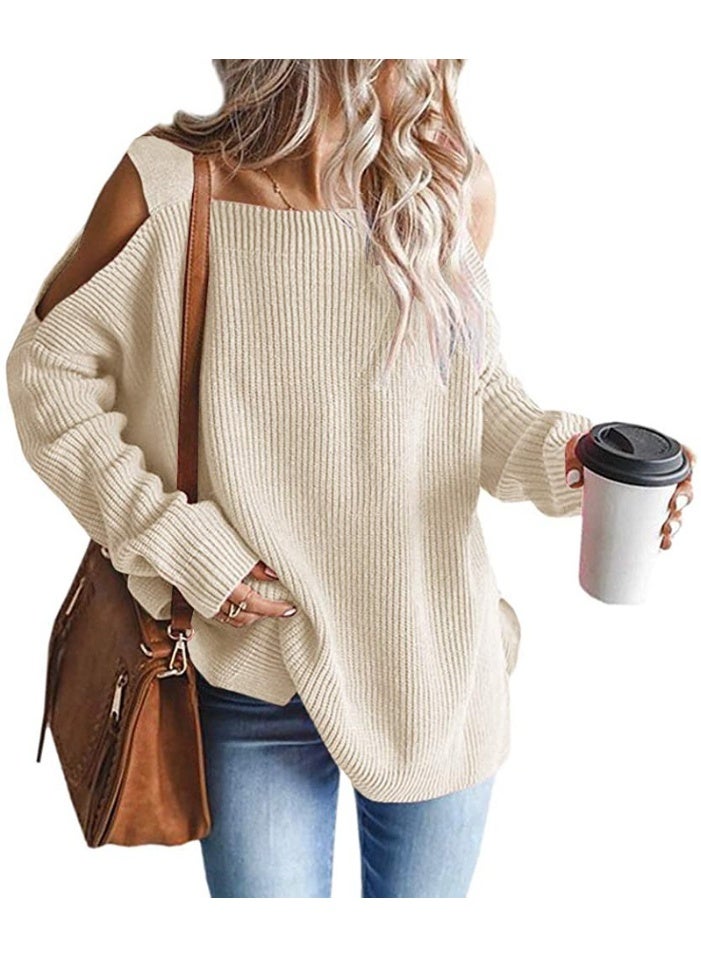 NIBEMINENT Autumn and Winter  Fashion Strap Long Sleeve Off-Shoulder Pullover Knitted Sweater Women - Image 1