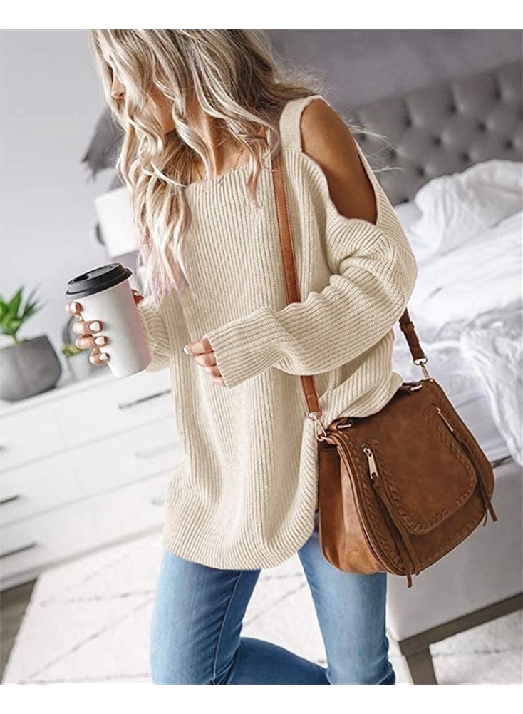 NIBEMINENT Autumn and Winter  Fashion Strap Long Sleeve Off-Shoulder Pullover Knitted Sweater Women - Image 2