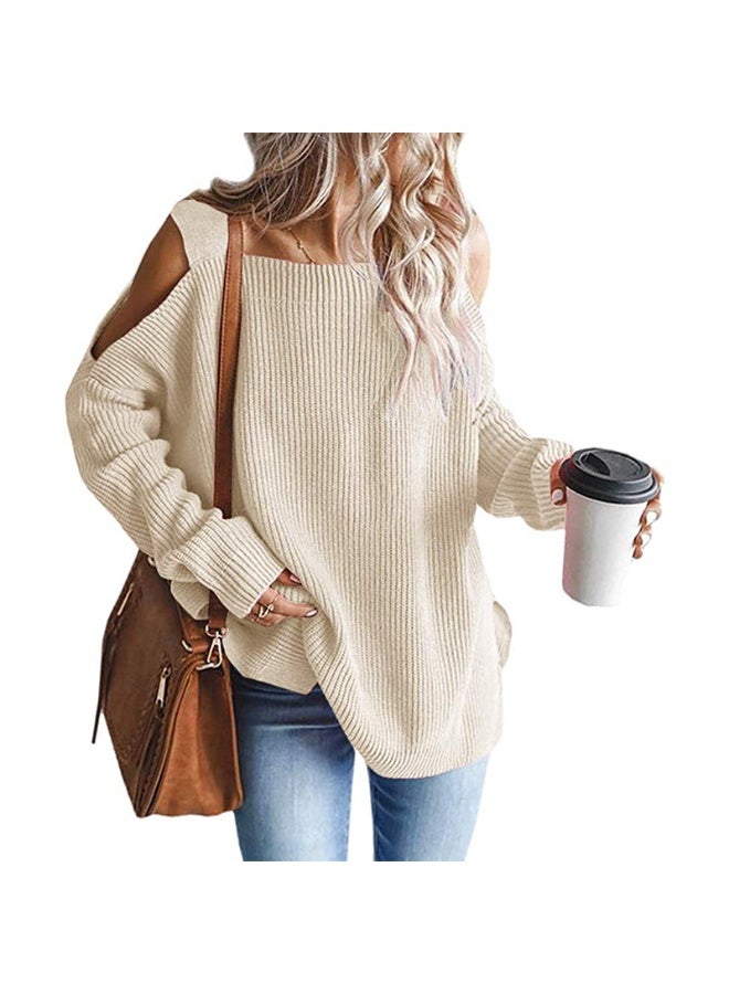 NIBEMINENT Autumn and Winter  Fashion Strap Long Sleeve Off-Shoulder Pullover Knitted Sweater Women - Image 4