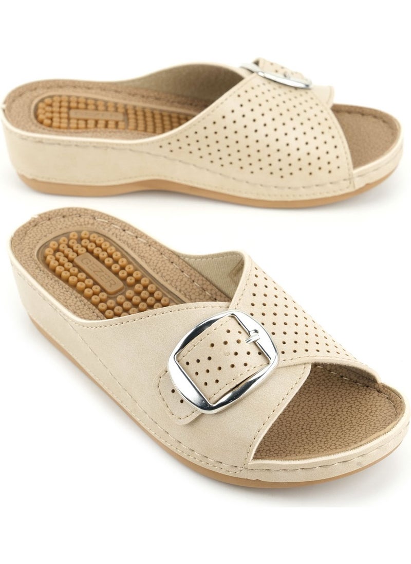 Gezer - Women's Summer Massage Sole Single Buckle Adjustable High Heel Casual Slippers - Image 1