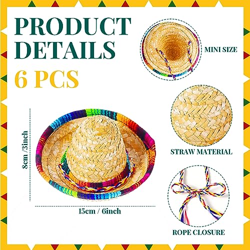 Hungdao 24 Pcs Mexican Fiesta Decorations Includes Mini Donkey Pinata Wooden Fiesta Maracas Mini Sombrero Hats Cinco De Mayo Decorations for Birthday Party Supplies(Delicate) - Image 3