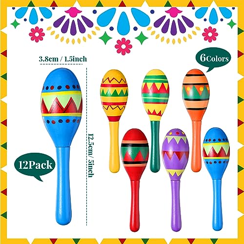 Hungdao 24 Pcs Mexican Fiesta Decorations Includes Mini Donkey Pinata Wooden Fiesta Maracas Mini Sombrero Hats Cinco De Mayo Decorations for Birthday Party Supplies(Delicate) - Image 4