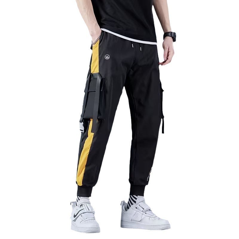 Japanese Style Work Pants Mens Spring and Autumn New Fashion Brand Pants Casual Pants American Style plus size Loose Hallen Covers-Black