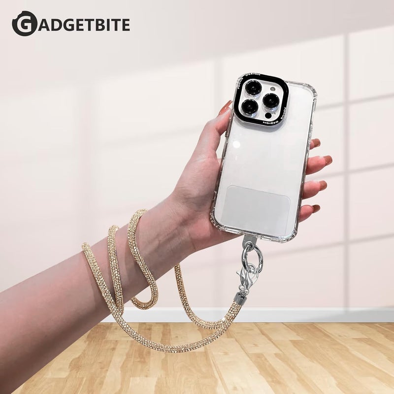 GadgetBite Diamond Charm Phone Lanyard - Cross body lanyard, Mobile Holder Strap, Hands-Free Neck Hanging Chain Accessory, Compatible with iPhone & Most Smartphones, Charms for Phone Case.(Gold) - Image 4