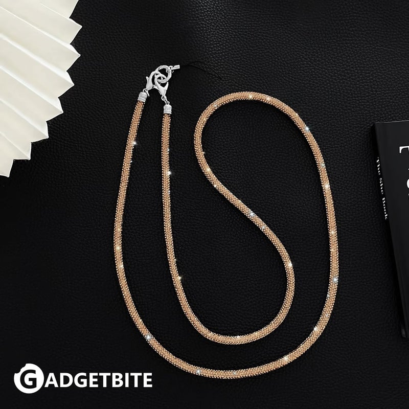 GadgetBite Diamond Charm Phone Lanyard - Cross body lanyard, Mobile Holder Strap, Hands-Free Neck Hanging Chain Accessory, Compatible with iPhone & Most Smartphones, Charms for Phone Case.(Gold) - Image 2