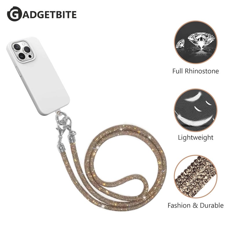 GadgetBite Diamond Charm Phone Lanyard - Cross body lanyard, Mobile Holder Strap, Hands-Free Neck Hanging Chain Accessory, Compatible with iPhone & Most Smartphones, Charms for Phone Case.(Gold) - Image 5