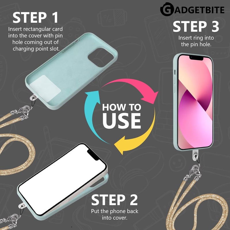 GadgetBite Diamond Charm Phone Lanyard - Cross body lanyard, Mobile Holder Strap, Hands-Free Neck Hanging Chain Accessory, Compatible with iPhone & Most Smartphones, Charms for Phone Case.(Gold) - Image 3