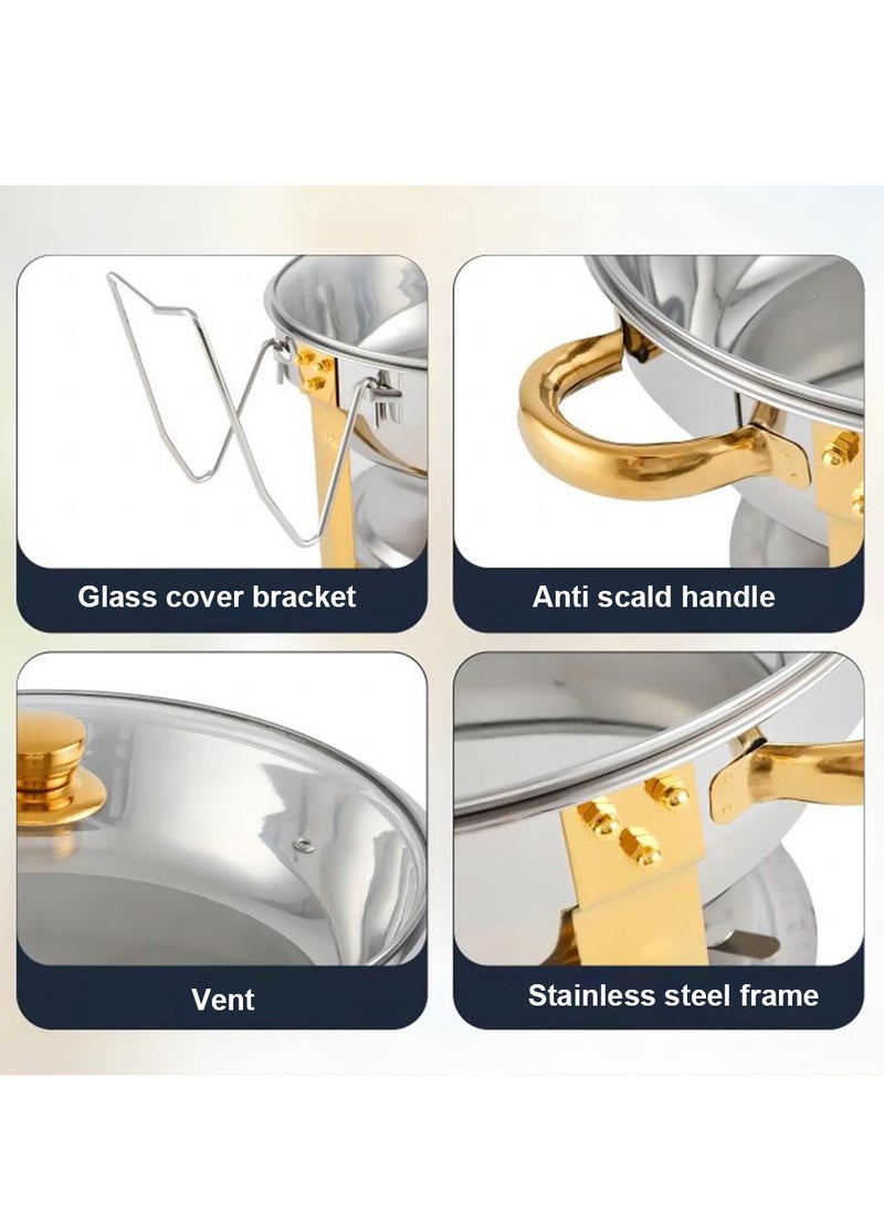 4 Pack Chafing Dish Buffet Set 5 Qt, 5L Stainless Steel Chafing Dishes,Round Catering Warmer Server with Glass Lid & Cover Holder,Food Warmers for Parties, Wedding,Birthday - Image 3