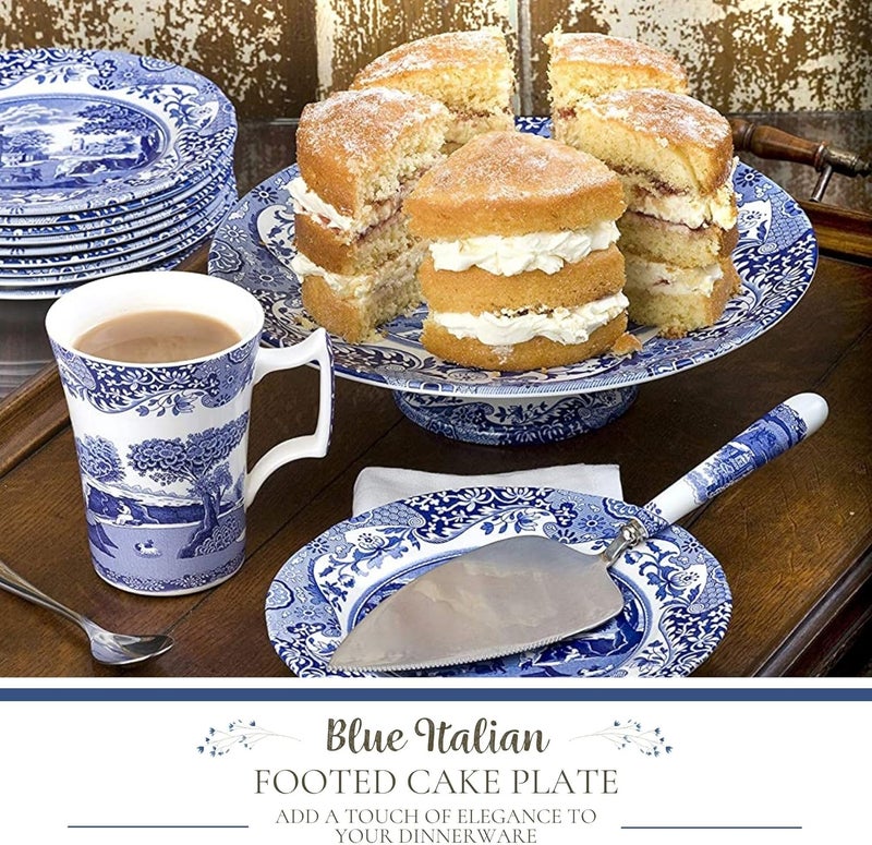 Spode Blue Italian Footed Cakestand - Elegant Porcelain Cake Stand for Serving Desserts - Image 2