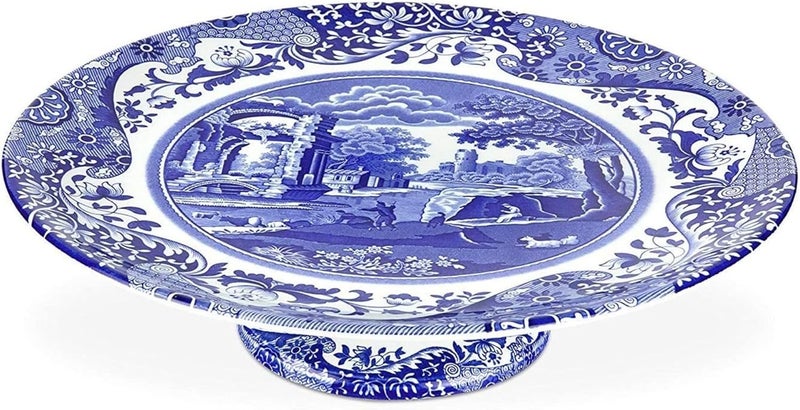 Spode Blue Italian Footed Cakestand - Elegant Porcelain Cake Stand for Serving Desserts - Image 1