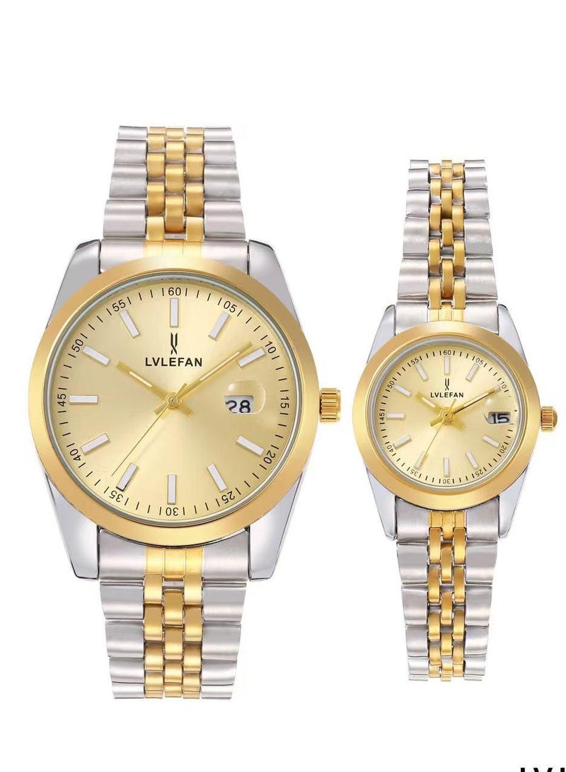 ليفان طقم ساعة يد للزوجين ضد الماء وبجودة عالية من Lv Lefan