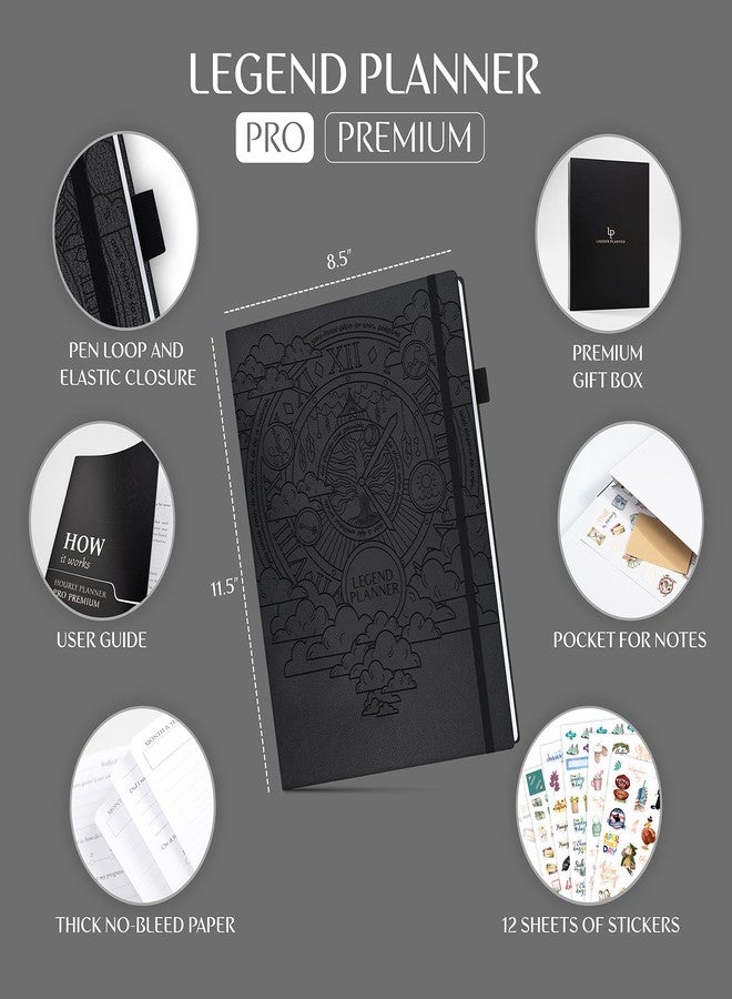 Legend Planner مخطط ليجند سوري برو بريميوم - مخطط جدول زمني غير مؤرخ مع خانات زمنية - منظم شخصي أسبوعي وشهري ويومي، مقاس A4 (أسود) - Image 2