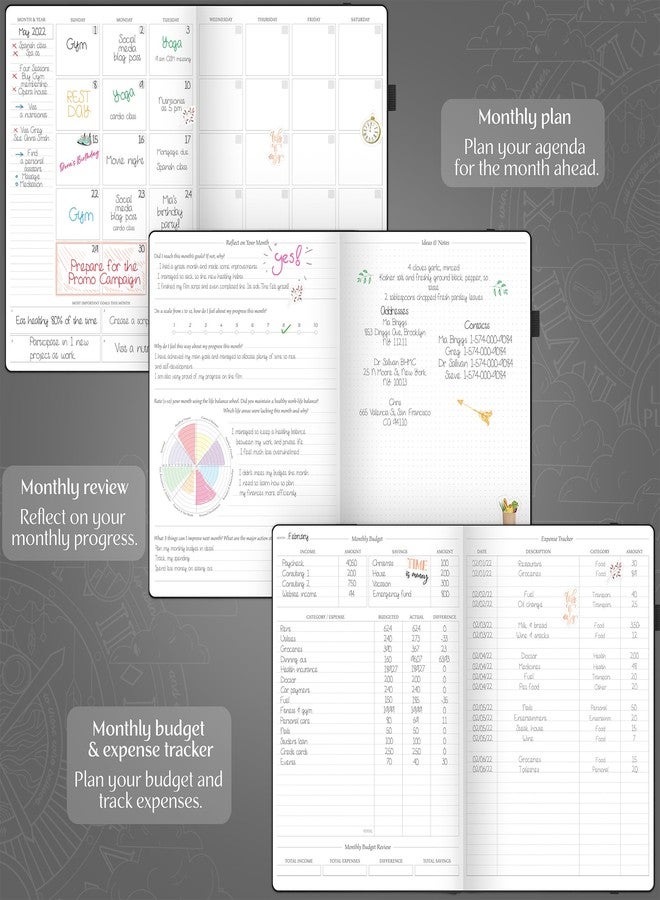 Legend Planner مخطط ليجند سوري برو بريميوم - مخطط جدول زمني غير مؤرخ مع خانات زمنية - منظم شخصي أسبوعي وشهري ويومي، مقاس A4 (أسود) - Image 4