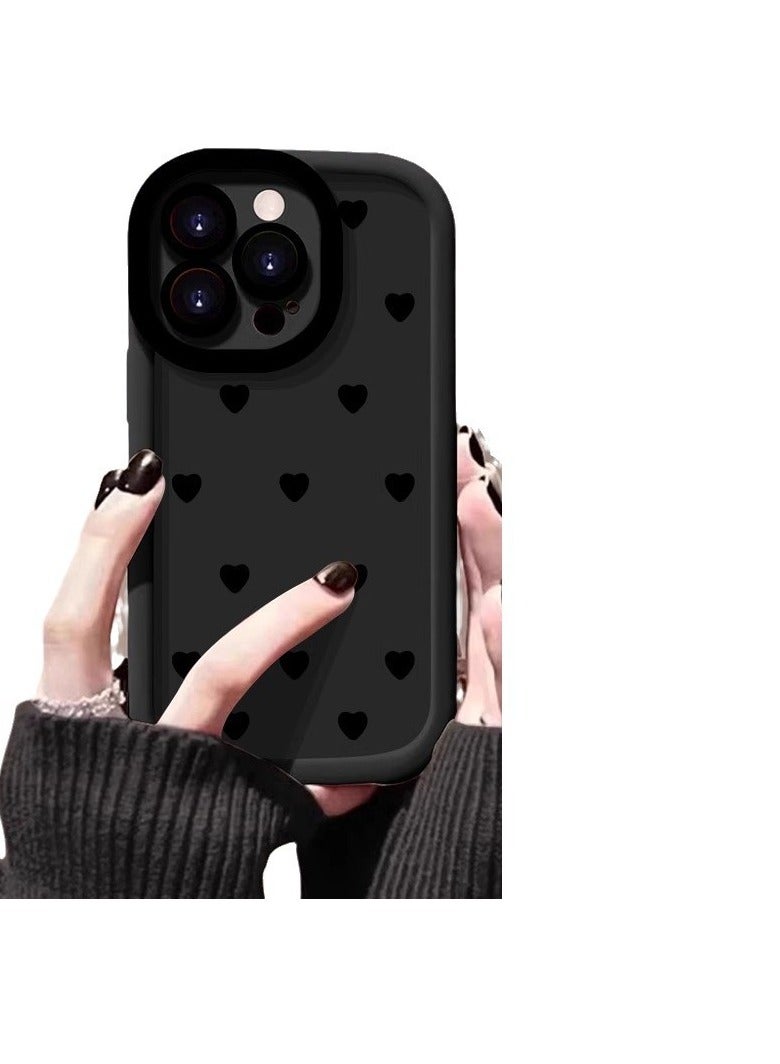 NIBEMINENT Full Screen Hearts Protective TPU Case Cover For iPhone 15 Pro, Black