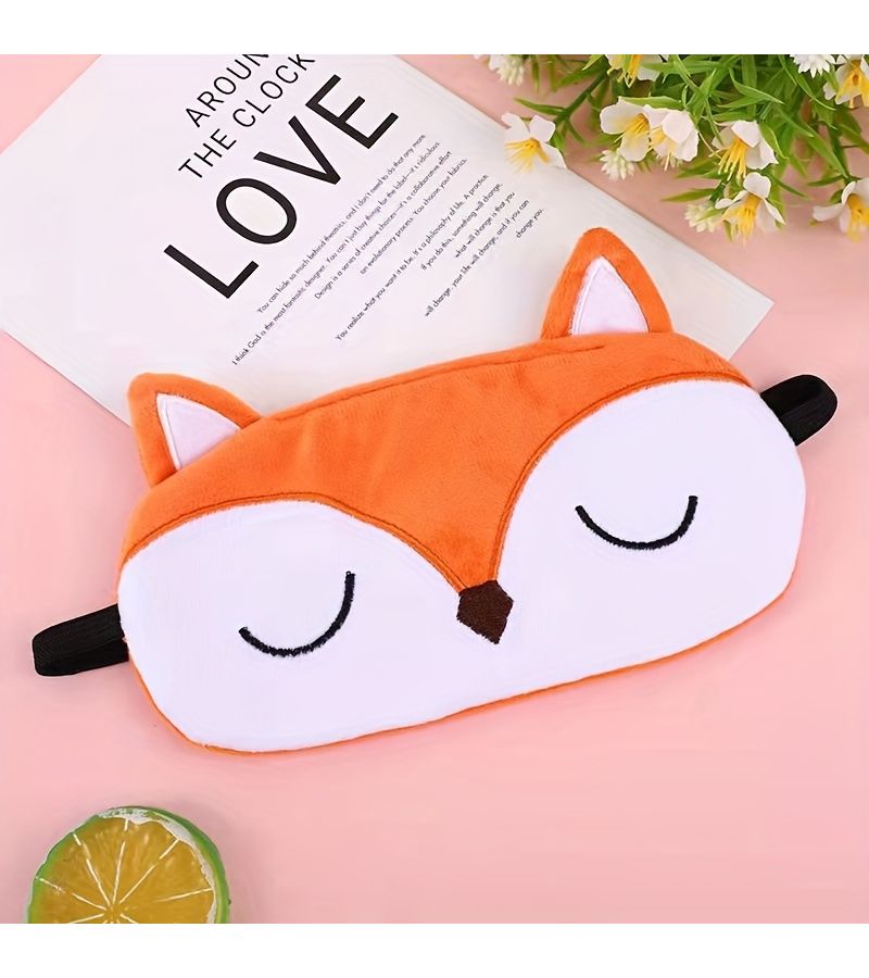 1pc Plush Fox Sleep Mask Soft Eye Cover For Travel And Sleeping All Skin Types - Image 1