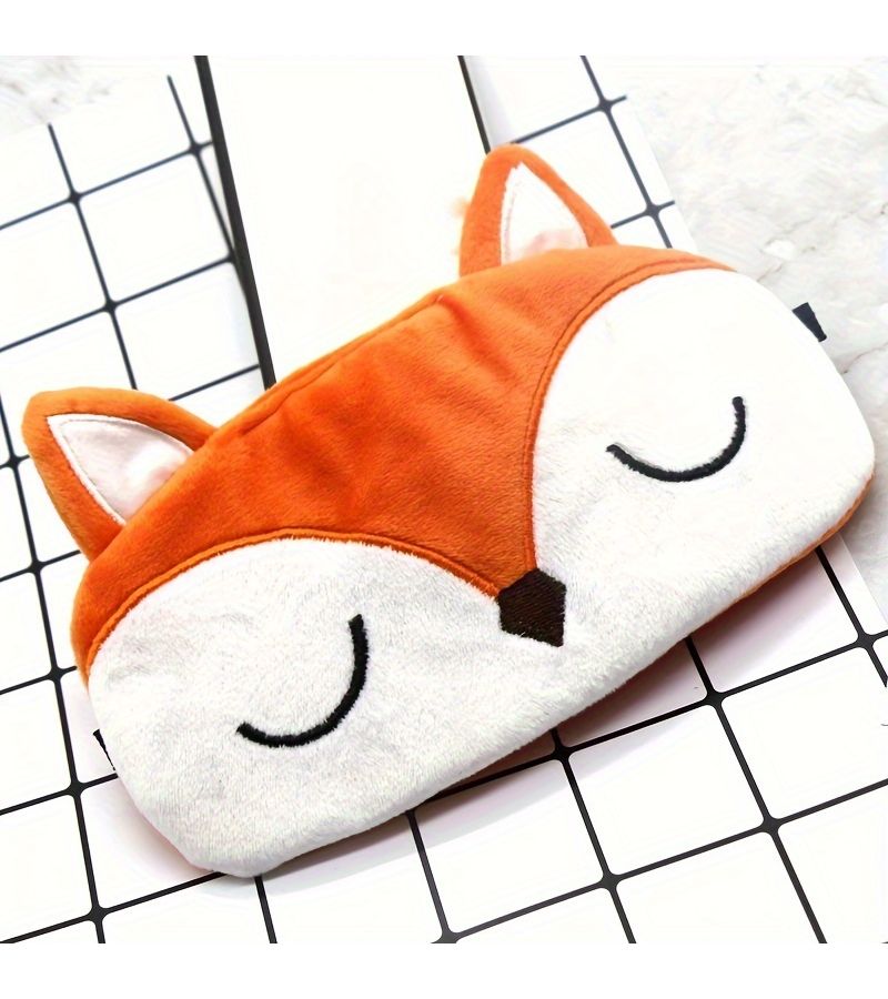 1pc Plush Fox Sleep Mask Soft Eye Cover For Travel And Sleeping All Skin Types - Image 4