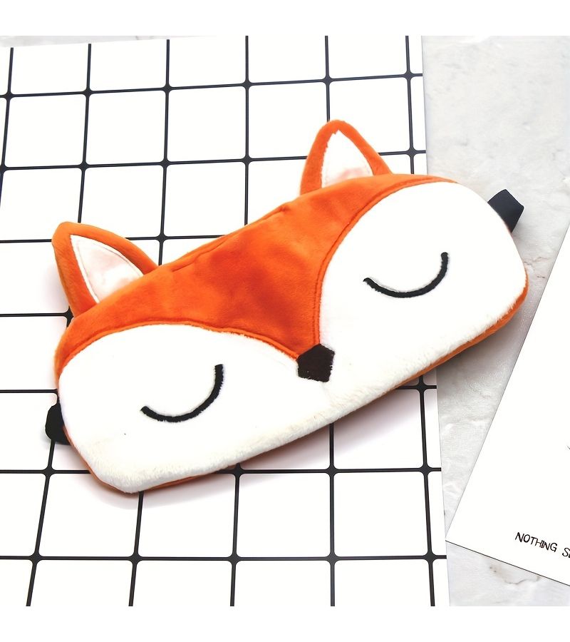 1pc Plush Fox Sleep Mask Soft Eye Cover For Travel And Sleeping All Skin Types - Image 2