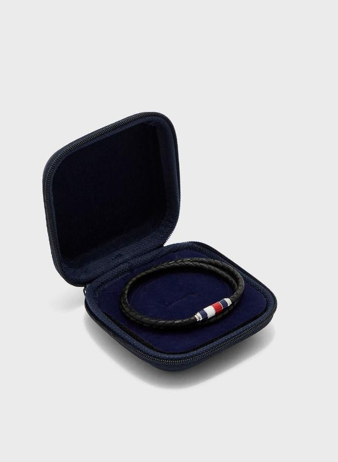 TOMMY HILFIGER Mens Bracelet With Double-Wrap Braided Black Leather - 2790056 - Image 4