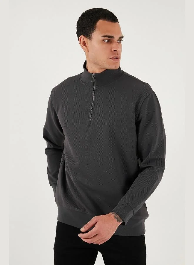 Buratti  Buratti Cotton Regular Fit Half Zipper Stand Collar Sweat Men's SWEAT 5905470 for Men | Best Price UAE