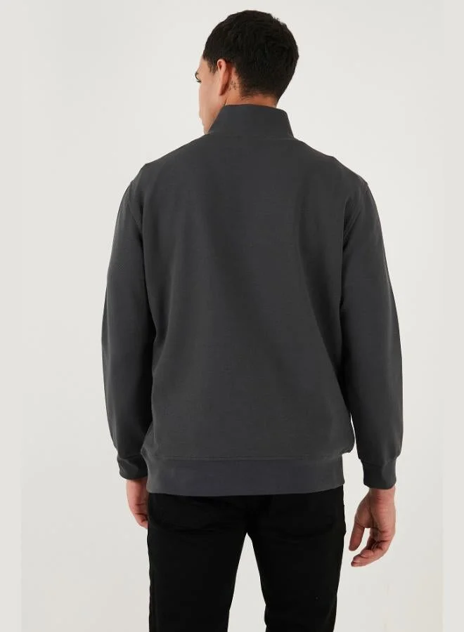 Buratti  Buratti Cotton Regular Fit Half Zipper Stand Collar Sweat Men's SWEAT 5905470 for Men | Best Price UAE