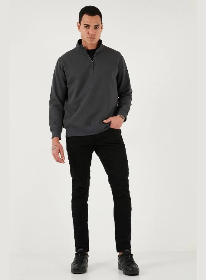 Buratti Buratti Cotton Regular Fit Half Zipper Stand Collar Sweat Men's SWEAT 5905470