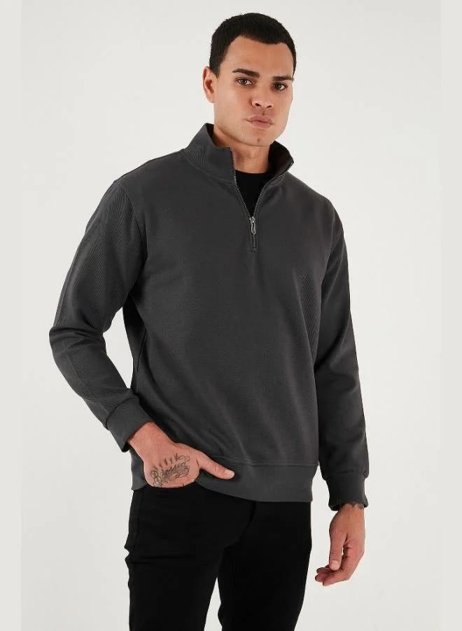 Buratti Cotton Regular Fit Half Zipper Stand Collar Sweat Men's SWEAT 5905470