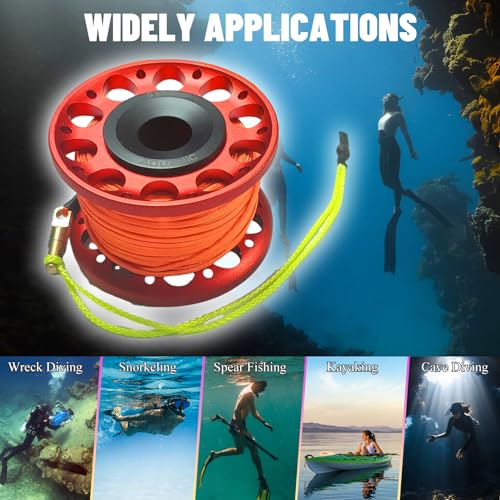 nitescuba Scuba Diving Reel 101FT Finger Reel with Dive Double-Ended Bolt Snap Clip Aluminum Scuba Dive Finger Spool Reel for Snorkeling Diving Fishing,red - Image 3