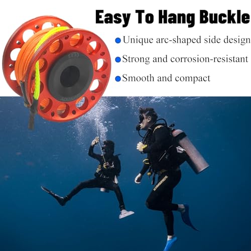 nitescuba Scuba Diving Reel 101FT Finger Reel with Dive Double-Ended Bolt Snap Clip Aluminum Scuba Dive Finger Spool Reel for Snorkeling Diving Fishing,red - Image 5