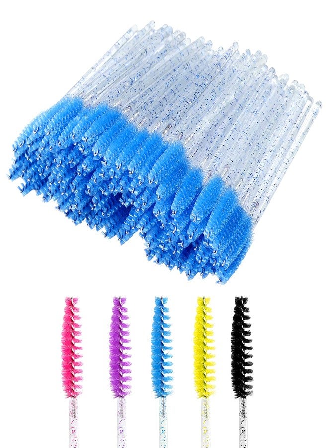 GoWorth 200 PCS Disposable Crystal Eyelash Mascara Brushes Wands for Eye Lash Extension, Eyebrow and Makeup (Blue) - Image 1