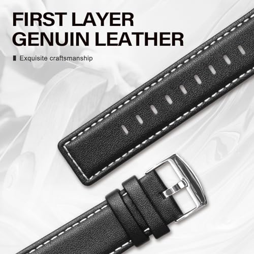 EDIMENS Leather Bands Compatible with Apple Watch 49mm 45mm 42mm 44mm Band Men Women, Vintage Genuine Leather Wristband Replacement Band Compatible for Apple Watch iwatch Series 9 8 7 6 5 4 3 2 1 SE2 - Image 3