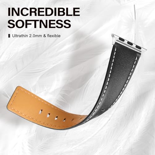 EDIMENS Leather Bands Compatible with Apple Watch 49mm 45mm 42mm 44mm Band Men Women, Vintage Genuine Leather Wristband Replacement Band Compatible for Apple Watch iwatch Series 9 8 7 6 5 4 3 2 1 SE2 - Image 5
