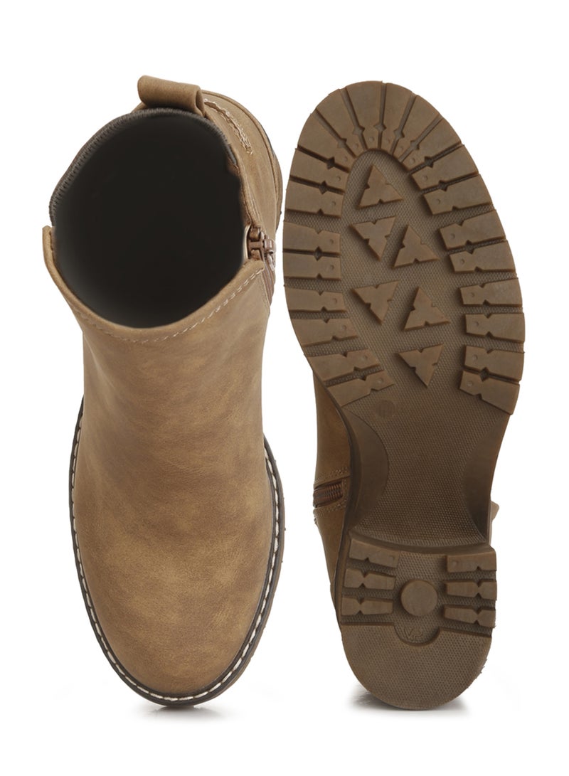 London Rag Brown Chunky Heel Ankle Boots  - Image 4