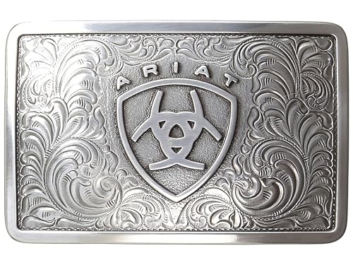 Ariat Rectangular Logo Buckle with Bright-Cut Filigree Swirls (3-3/8" x 2-1/8") - Image 1