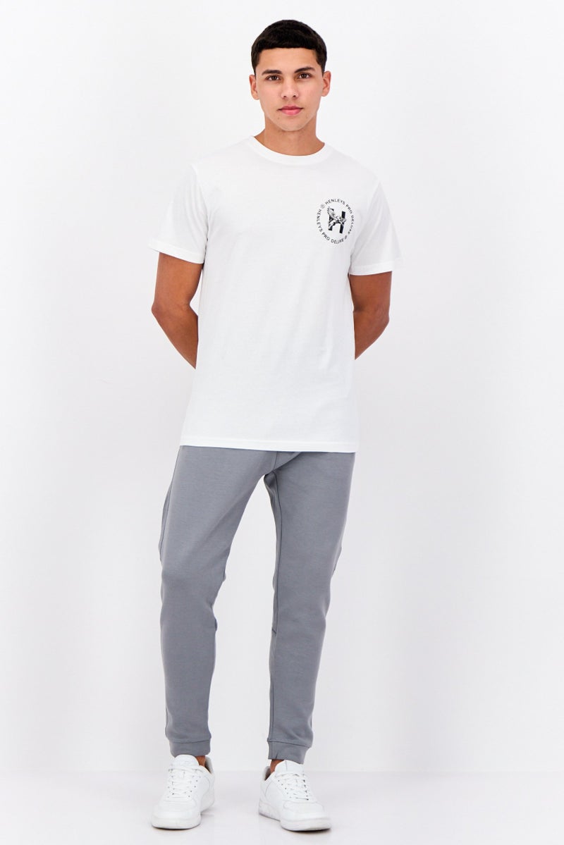 Henleys Men Crew Neck Short Sleeves Brand Logo T-Shirt, White - Image 4