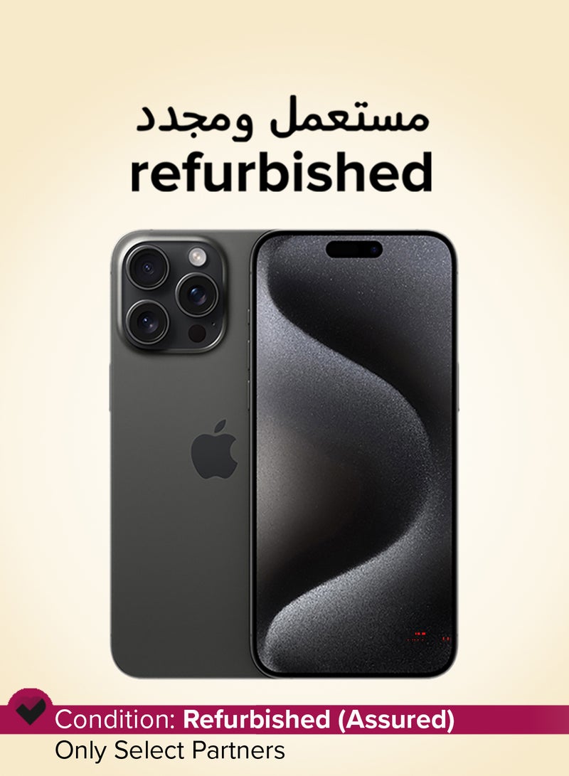 ابل  مجدد - آيفون 15 برو ماكس 256 جيجابايت تيتيوم أسود 5G مع فيس تايم - النسخة الأمريكية (e-SIM فقط) - Image 1