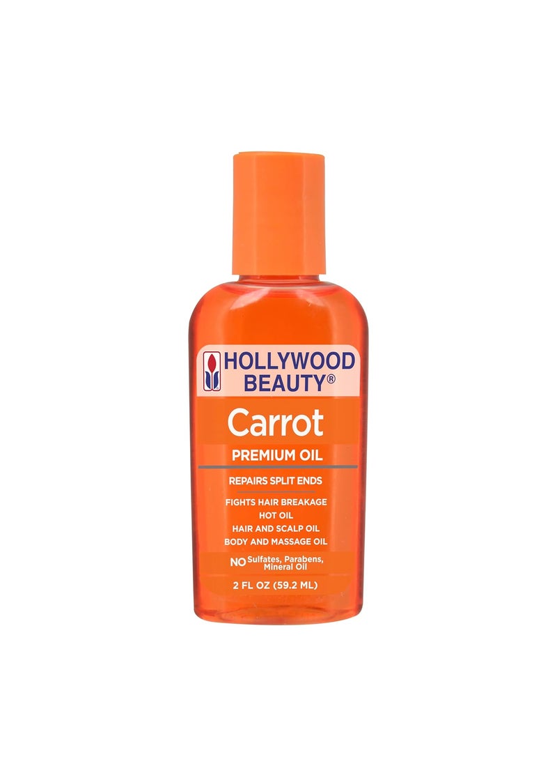 Hollywood Beauty Hollywood Beauty Carrot Hair Oil 2oz Bottle Hair Scalp Skin Nail  Massage Oil Helps Repair Damaged Hair  Skin Can be Used as a Hot Oil Treatment 