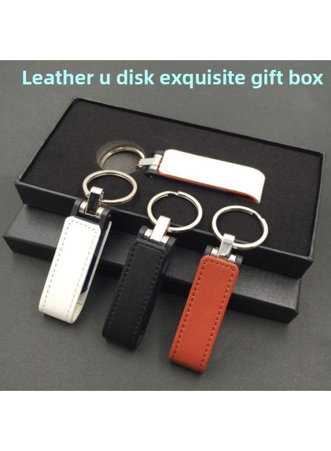 Leather USB Flash Drive Gift 16G Leather Leather Leather Set Custom Business Office Personality USB Flash Drive Logo Souvenir USB Flash Drive-Capacity:16GB - Image 1