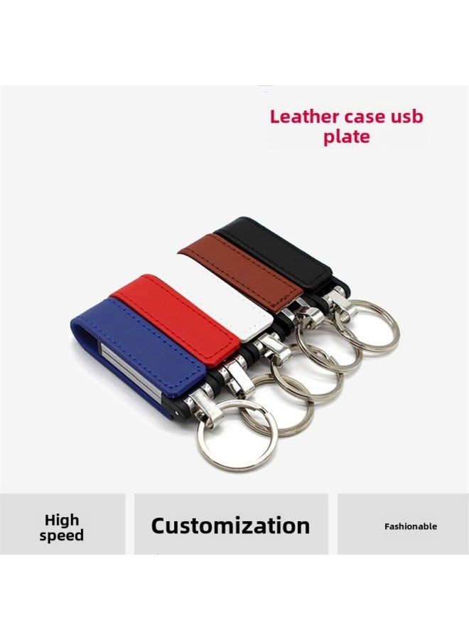 Leather USB Flash Drive Gift 16G Leather Leather Leather Set Custom Business Office Personality USB Flash Drive Logo Souvenir USB Flash Drive-Capacity:16GB - Image 2