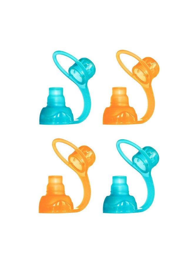 ChooMee SoftSip Food Pouch Top | Baby Led Weaning | No Spill Flow Control Valve, Protects Childs Mouth, 100% Silicone, BPA Free | Orange Aqua, 4 CT - Image 1