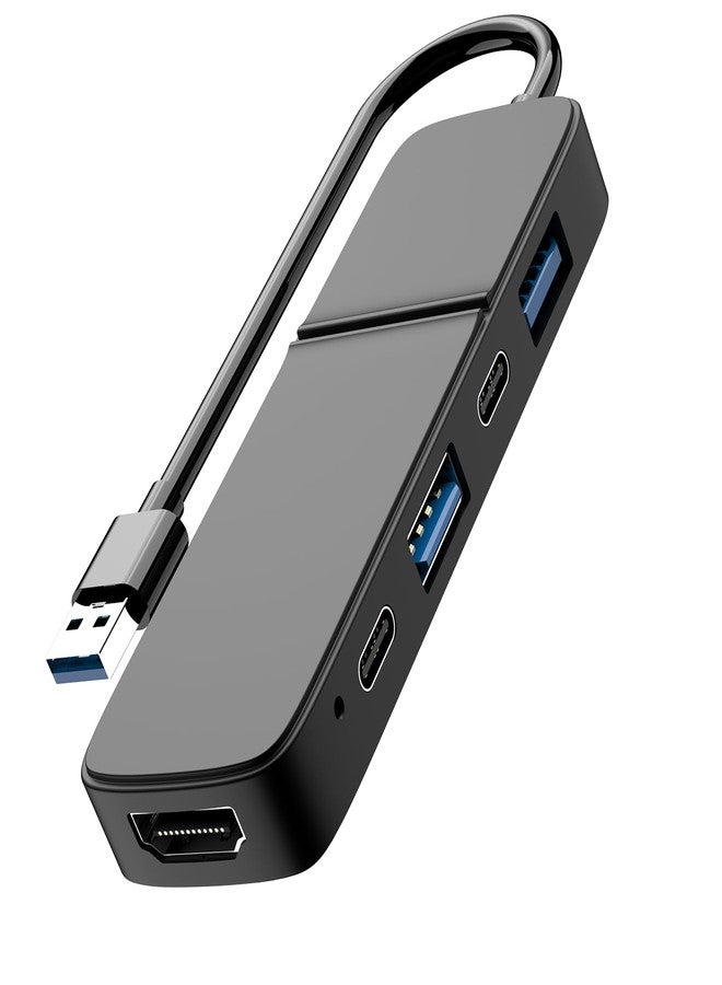 Eanetf USB to HDMI Adapter, Eanetf Dual USB C USB A 3.0 Hub: 5 Ports with 2* USB-C and 2* USB-A and 1* HDMI Extend for TV,DVD Player,Projector,Monitor,Laptop,PS4,Flash Drive, HDD,Xbox, Printer etc - 5 in 1 - Image 1
