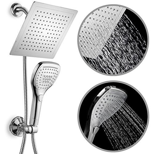 Dream Spa Ultra-Luxury 9" Rainfall Shower Head/Handheld Combo. Convenient Push-Button Flow Control Button for easy one-handed operation. Switch flow settings with the same hand! Premium Chrome - Image 2