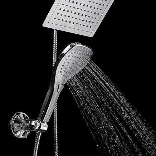 Dream Spa Ultra-Luxury 9" Rainfall Shower Head/Handheld Combo. Convenient Push-Button Flow Control Button for easy one-handed operation. Switch flow settings with the same hand! Premium Chrome - Image 5