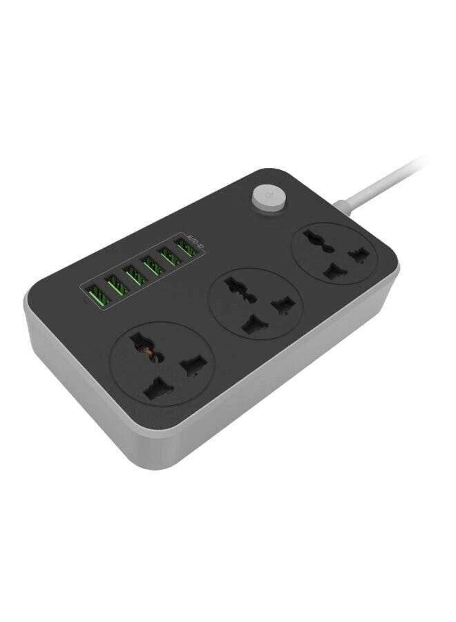 6-USB Ports Power Strip أسود / رمادي 162 x 97 x 38millimeter - Image 1