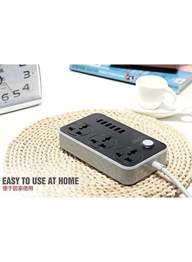 6-USB Ports Power Strip أسود / رمادي 162 x 97 x 38millimeter - Image 5
