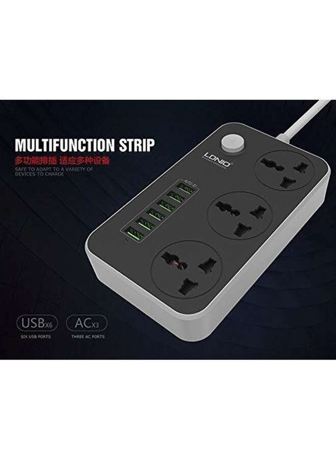 6-USB Ports Power Strip أسود / رمادي 162 x 97 x 38millimeter - Image 4