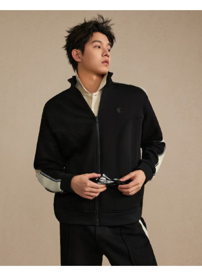 Cabbeen Jacket Side Color-blocked Ribbon Wheat Grain Pique Jacquard Design 26 Spring Outerwear - Image 1